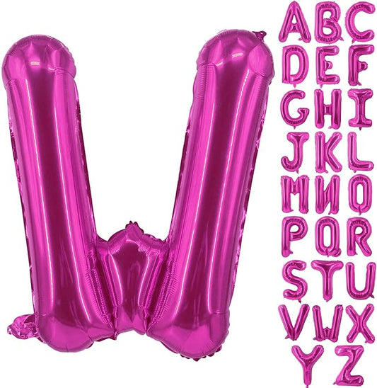 Lovoir 40 Inch Large Hot Pink Letter W Balloons Big Size Jumbo Mylar Foil Helium Balloon for Birthday Party Celebration Decorations Alphabet Hot Pink W