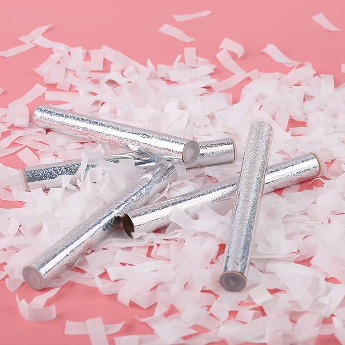 BATTIFE 10Pack White Confetti Wands, Tissue Paper Confetti Sticks for Wedding Party Celebrations, Anniversary, Birthday, 7.8inch
