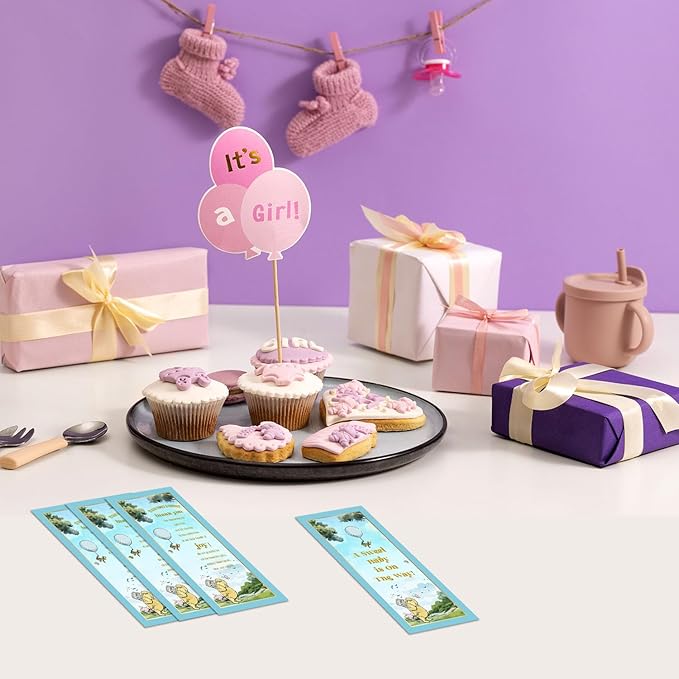 Toerifer Winnie Baby Shower Set, 30 Pcs Thank You Gifts, Bamboo Pens, Greeting Cards, Gender Reveal Souvenirs