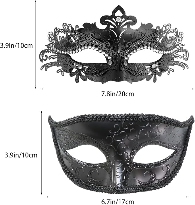 Coddsmz Couple Masquerade Mask Set - Venetian & Mardi Gras Mask for Women & Men