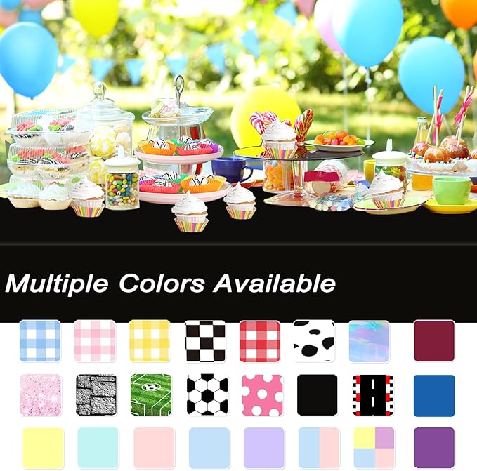 WNINK 2 Pack Black Tablecloths Disposable Table Covers 54" x 108" Table Cloths for BBQ Birthday Picnic Bridal Shower Engagement Wedding Plastic Table Cloths for Parties