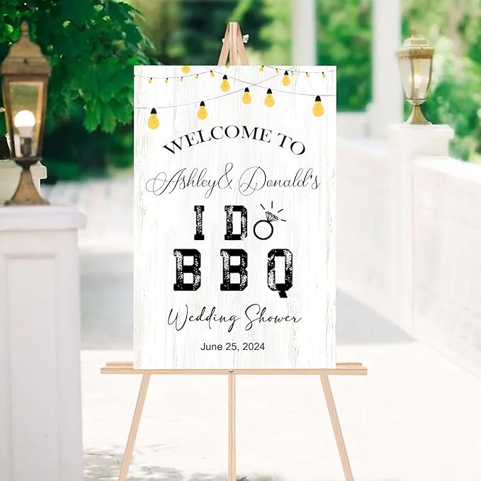 Personalized I Do BBQ Welcome Sign - Rustic Rehearsal Dinner & Couples Shower BBQ Sign