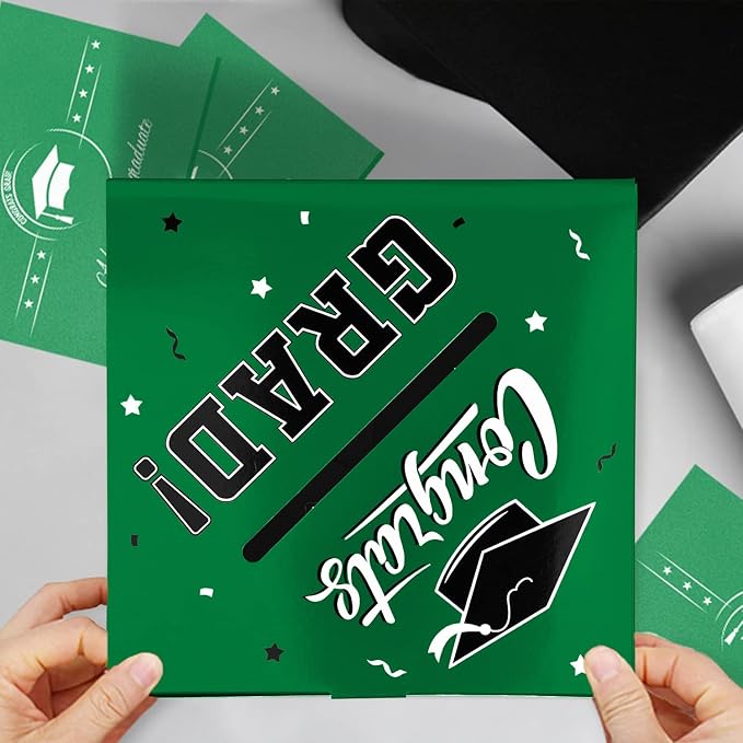 Gatherfun Graduation Party Decorations Graduation Box Graduation Card Box for Graduation Gift Graduation Party Favors Decor Party Supplies Green