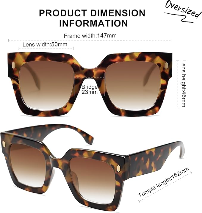 SOJOS Vintage Oversized Square Sunglasses for Women,Retro Womens Luxury Big Large Sun Glasses UV400 SJ2194
