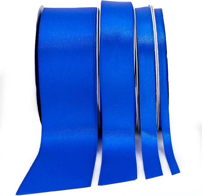 Royal Blue Satin Ribbon, 1 inch x 50 Yards, Double Face Solid Color, Thick and Durable Ribbon Roll, 100% Polyester for Gift Wrapping, Crafts, Hair and Decorations
