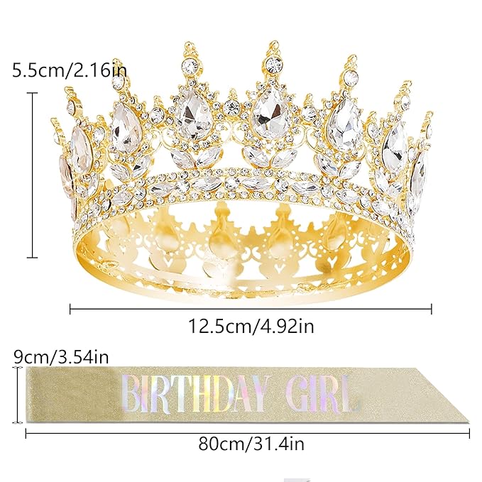 Queen Crowns for Women, Birthdays, Rhinestone Tiara Gifts, Princess Headband, Sweet Accessories