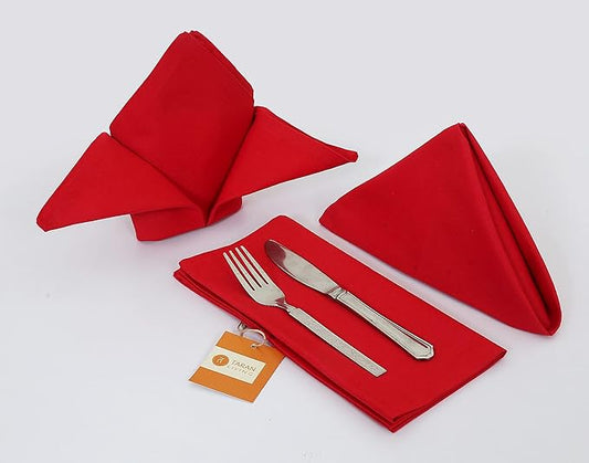 TARAN LIVING Cloth Napkins Solid Red Napkin Pack of 12 Daily Use 100% Cotton Dinner Napkins Holiday Napkin Cloth Table Napkin Soft Washable Reusable Napkin Set - 18x18 Inch