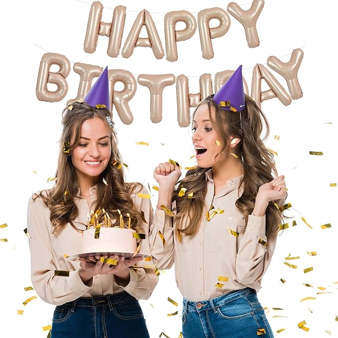 TONIFUL 52 Pieces 16 Inch Light Brown Letter A-Z Balloons,Custom Phrase Mylar Foil Alphabet Letter DIY Personalized Phrase Banner for Birthday Anniversary Celebration Graduation Party Supplies Decor