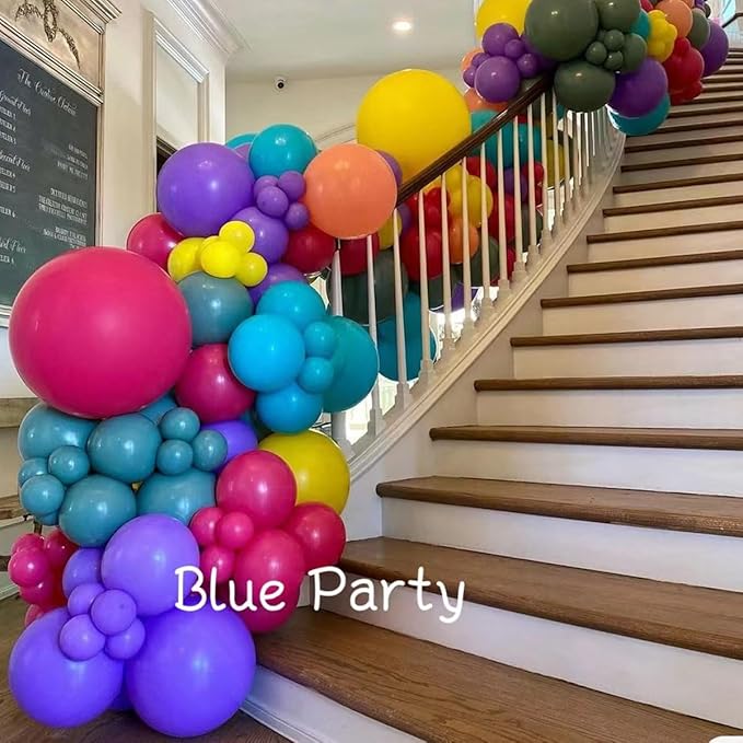 Red Purple Teal Balloon Garland kit, 156 Pcs Metallic Purple Pastel Pink and Confetti Purple Balloons Arch for Teenage Girl Birthday Gymnastics Music Fans Theme Party Decoration