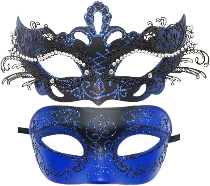 Coolwife Couples Masquerade Masks Metal Venetian Mardi Gras Party Evening Prom Costume Mask