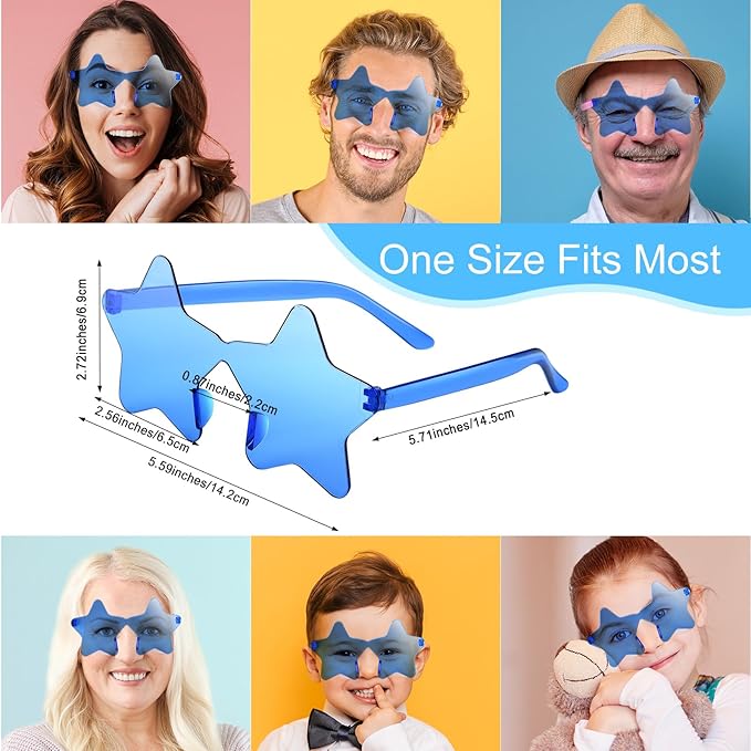 Morcheiong 10/20/30/40 Pack Star Sunglasses Colorful Rimless Sunglasses, Cool Pool Wedding Party Favor Pentagram Glasses