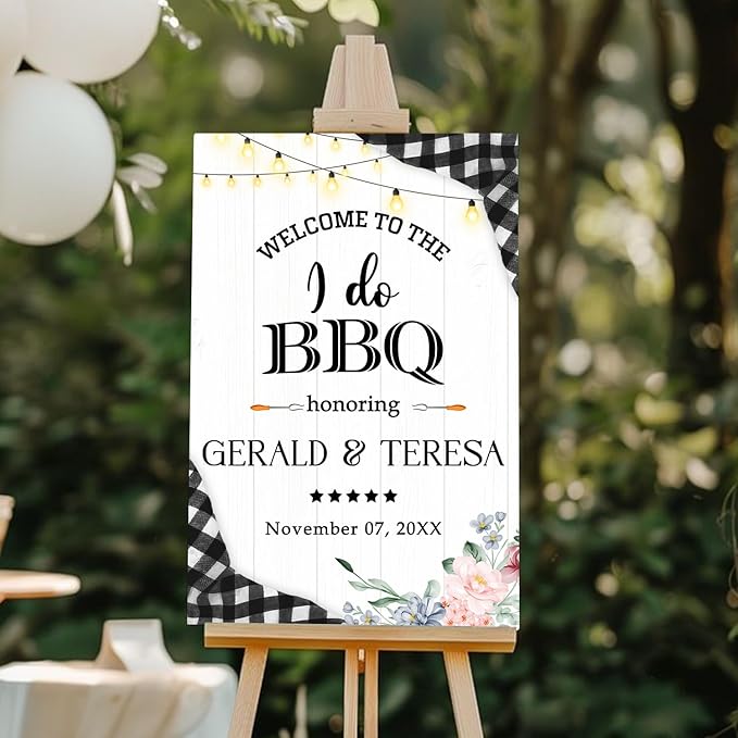 Personalized I Do BBQ Wedding Engagement Party Yard Sign, I Do BBQ Sign, We Do BBQ Welcome Sign, I Do Barbeque Sign, BBQ Wedding Decorations, Couples Shower BBQ Sign, BBQ Décor