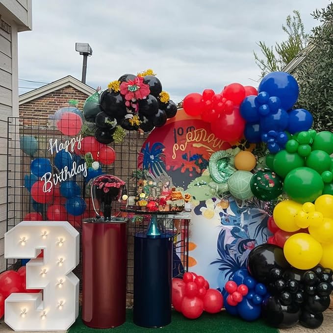 Red Blue Green Black Balloons, 50pcs Retro Blue Red Yellow Black Balloons, Party Balloon for Boy Man Theme Carnival Theme Birthday Party Baby Shower Bachelorette Graduation Decorations