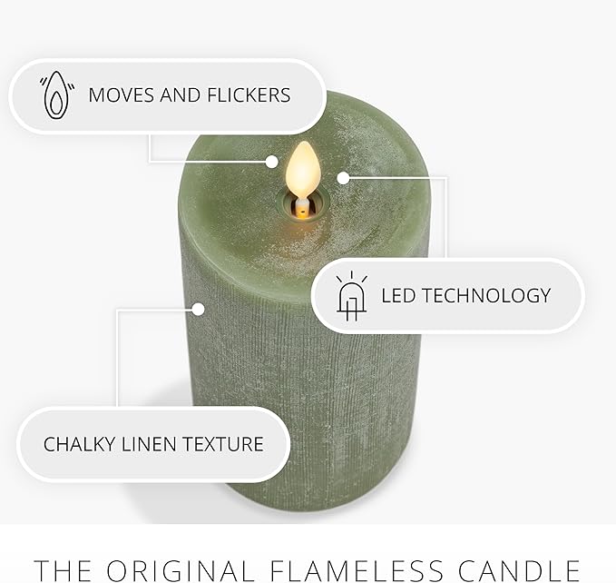Luminara - Flameless LED Battery Operated Flickering Pillar Candles - Loden Green - Pack of 1-3x6.5 - Realistic Moving Flame Real Wax Indoor/Outdoor