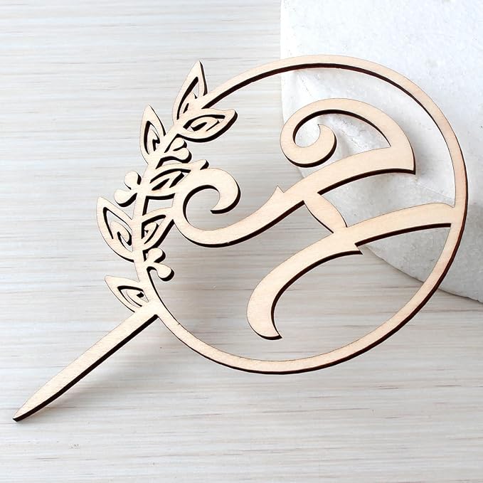 LINGTEER Personalized Inital Letter H Wooden Cake Topper Perfect for Birthday Rustic Wedding Anniversary Party Keepsake Decoration