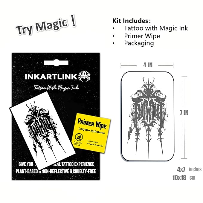 INKARTLINK Semi Permanent Tattoos,Halloween temporary tattoo, party tattoos, realistic, waterproof, cruelty-free, non-reflective (Ink Devil 2)