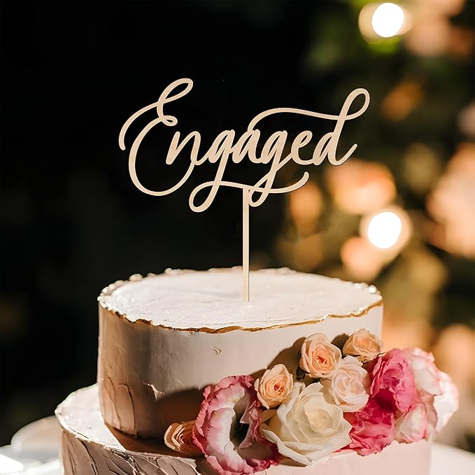 Engaged Cake Topper Engagement Cake Topper in Wood