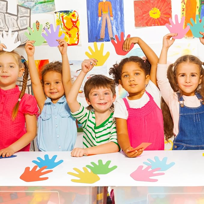 360 Pcs Hand Cutouts Paper Hand Shape Cut-Outs Assorted Color Handprint Shape Cutout Blank Creative Paper Cutouts for Kids DIY Craft Art Project Home School Classroom Decorations Bulletin Board Decor