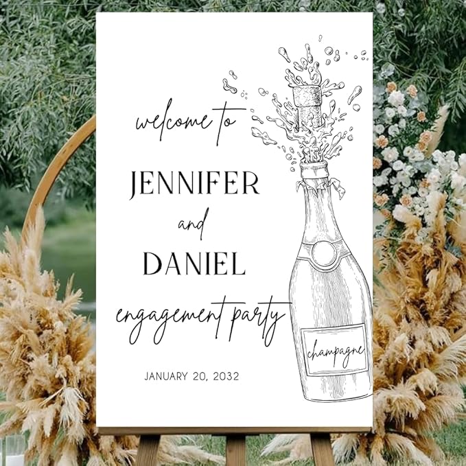 Personalized Engagement Welcome Sign – Minimalist Engagement Party Yard Sign – We’re Engaged Signs – Engagement Party Decorations for Couple - She Said Yes! (Version 11)