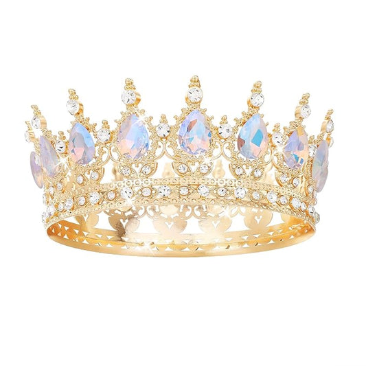 Gold Crown for Women Crystal Tiara and Queen Crown for Girl Wedding Headband for Bride Hair Accessories for Costume Birthday Party Cake Decoration Prom