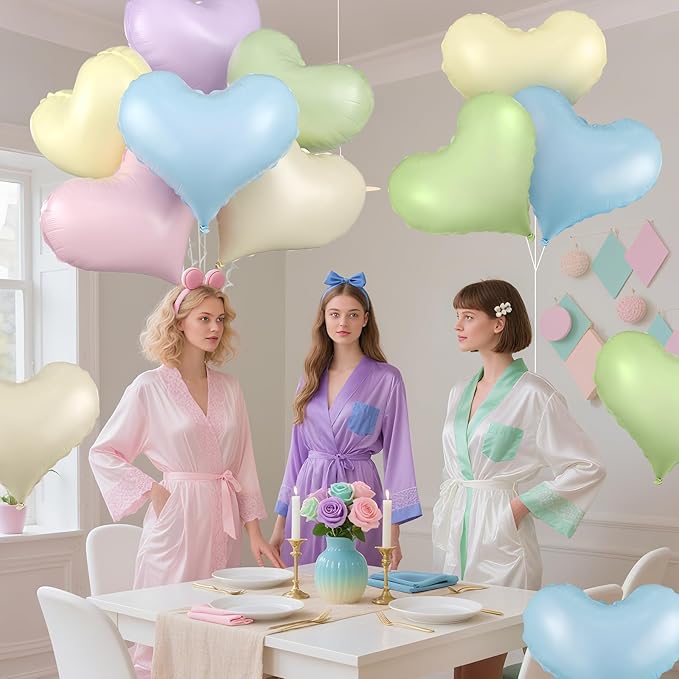 Colorful Heart Balloons,24Inch Large Rainbow Heart foil Balloon for Valentine's Day Birthday Wedding Baby Shower Anniversary Party Decorations