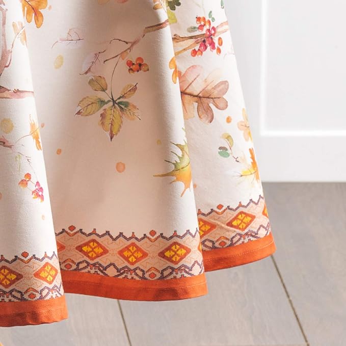 Maison d' Hermine Table Cloth Round Table 100% Cotton 63 Inches Fall Tablecloth Reusable Everyday Use for Thanksgiving Christmas Decorations Dining Farmhouse Party (Kelim - Prairie)