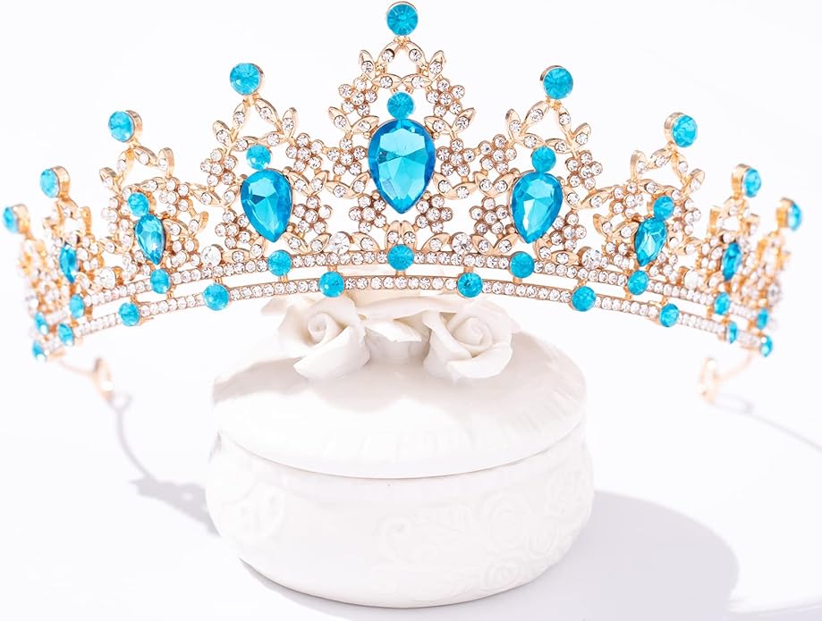 FORSEVEN Crystal Tiaras for Women, Wedding Tiaras and Crowns for Women Tiaras for Birthday Party Princess Crown Hair Accessories Bride Rhinestone Halloween Decorations Headband