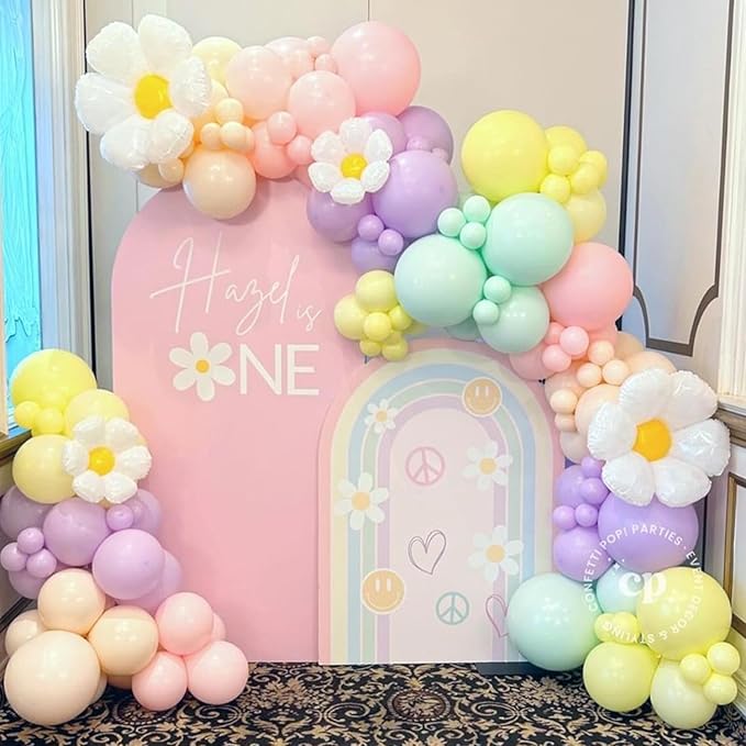 Beliueyes 151pcs Balloon Garland Arch Kit, Daisy Light Purple Blue Cyan Yellow Blush Pink Balloons for Fall Bridal Shower Baby Shower Birthday Theme Party Decorations