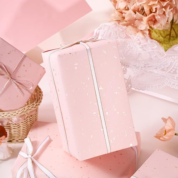 WRAPAHOLIC 30 Inch Jumbo Pink Wrapping Paper Roll - 30 Inch x 16.5 Feet - Pink Gold Design with Silky Touch Perfect for Birthday, Holiday, Wedding, Baby Shower