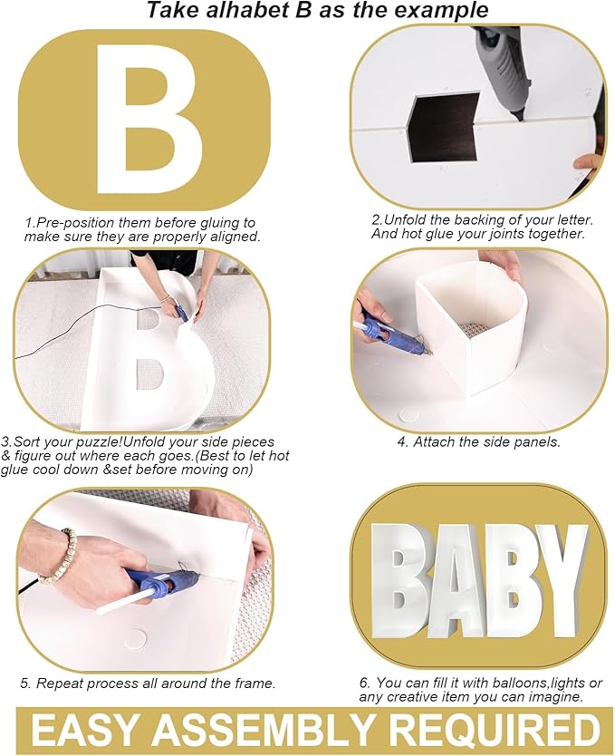 Baby Shower Decorations for Girl Boy-2.4FT Pre-Cut Foam Board Marquee Letters BABY Kit for Gender Reveal Decorations, Mosaic Balloon Frame Baby Sign for Boy Girl Birthday Party Decor