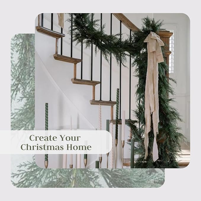 CG Hunter Holiday Collection Cedar Garland, Premium Artificial Indoor & Outdoor Cedar 9' Long Christmas Garland, Christmas Decorations and Holiday Greenery