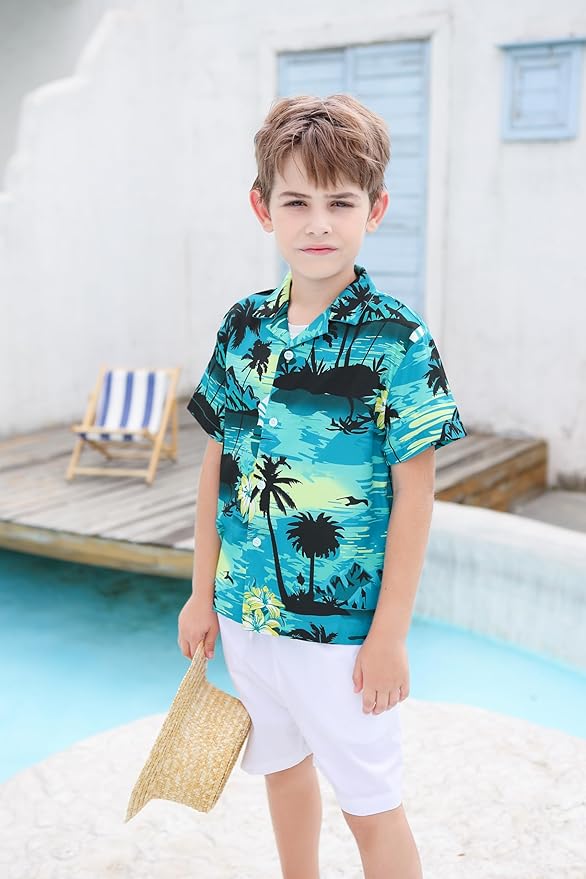 Cromoncent Matching Hawaiian Outfits for Family, Dad and Son Matching Luau Beach Tropical Shirts Mommy Daughter Tropical Sets