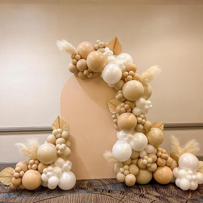 Netural Balloons,50PCS 12 Inch Double Stuffed Boho Cream Tan Sand White Balloons for Boho Birthday Baby Shower Bridal Shower Wedding Party Decorations