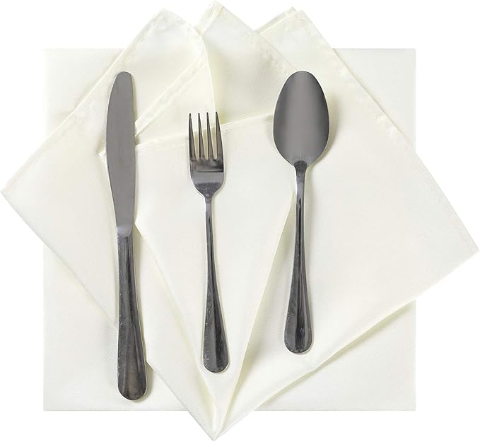 Cloth Napkins 17x17 inch Washable Polyester Dinner Napkins Soft Table Napkins for Wedding Party Dining Banquet(Ivory,50PCS)