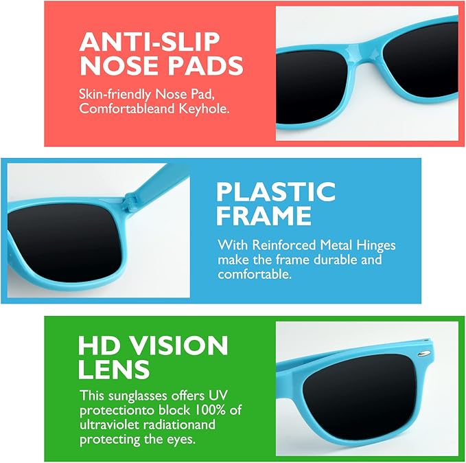 10 Pack Neon Sunglasses Unisex Party Sunglass Favors for Birthday Party Summer Beach Pool Party Supplies