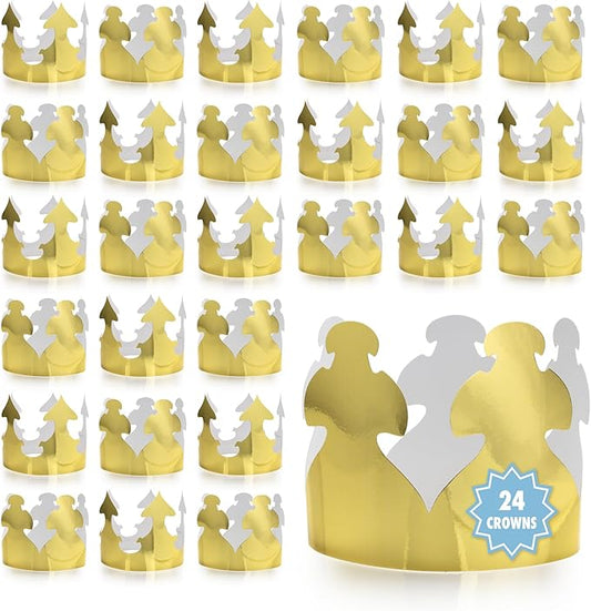 Hygloss Gold Paper Crowns 24 Pack - Paper Crowns for Kids to Decorate - Craft Activity - Blank Crown for Adults - Perfect for Parties, Celebrations - DIY Crown Crafts