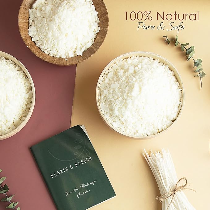 Hearth & Harbor Organic Soy Candle Wax for Candle Making, 30 lbs Natural Candles Making Supplies, Beeswax-Free, Paraffin-Free, Pure Soy Wax Flakes Perfect for Candles, Tealights and Melts