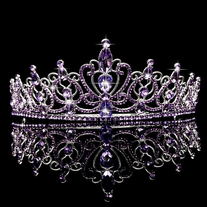 TODDER Purple Tiara for Women Girls Rhinestone Princess Queen Crowns Crystal Headband for Girls Wedding Hair Accessories for Bridal Birthday Party Prom Halloween Cosplay Holidays