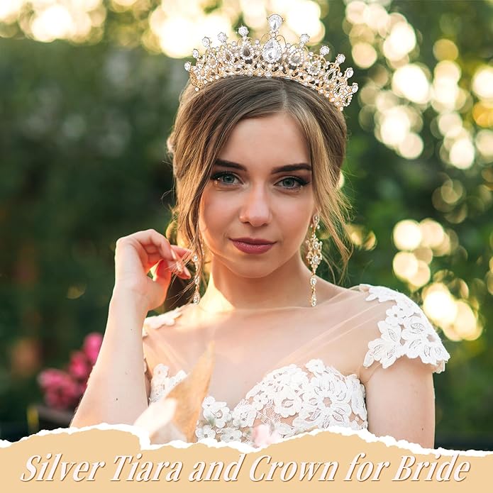12 Pcs Crystal Tiara and Princess Crown with Comb Crown Rhinestone Women Girls Tiara Headpiece Queen Hair Accessories for Birthday Party Wedding Prom Halloween Cosplay Costume