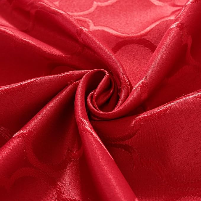 SASTYBALE Jacquard Christmas Tablecloth Flower Pattern Polyester Christmas Table Cloth Spill Proof Wrinkle Resistant Table Cover for Xmas Holiday Party Decor (Rectangle, 60" x 120" (10-12 Seats),Red)