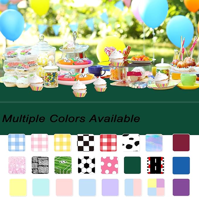 WNINK 4 Pack Dark Green Plastic Tablecloth Disposable Table Covers 54" x 108" Table Cloths for Bridal Shower Engagement Wedding Birthday Picnic Plastic Table Cloths for Parties
