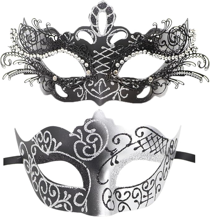 Coolwife Couples Masquerade Masks Metal Venetian Mardi Gras Party Evening Prom Costume Mask