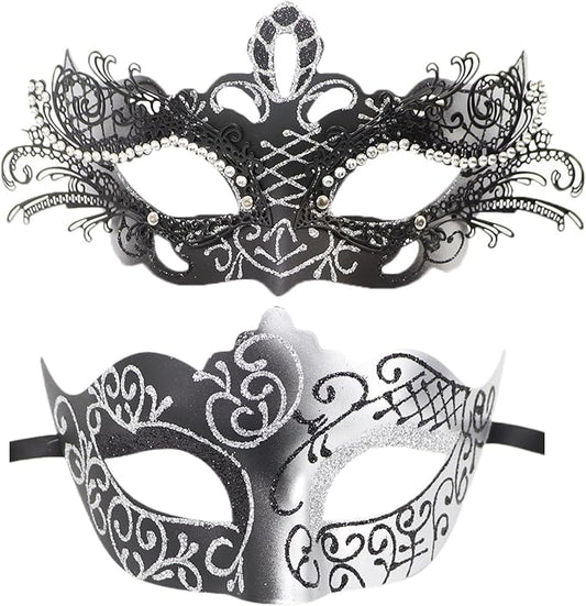 Coolwife Couples Masquerade Masks Metal Venetian Mardi Gras Party Evening Prom Costume Mask