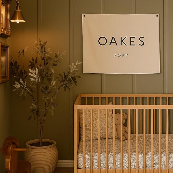 Custom Baby Name Cavas for Nursery, Personalized Name Banner for Bedroom, DIY Boho Canvas Flag Name Sign Customizable for Playroom Baby Shower Birthday Party Themed Gift