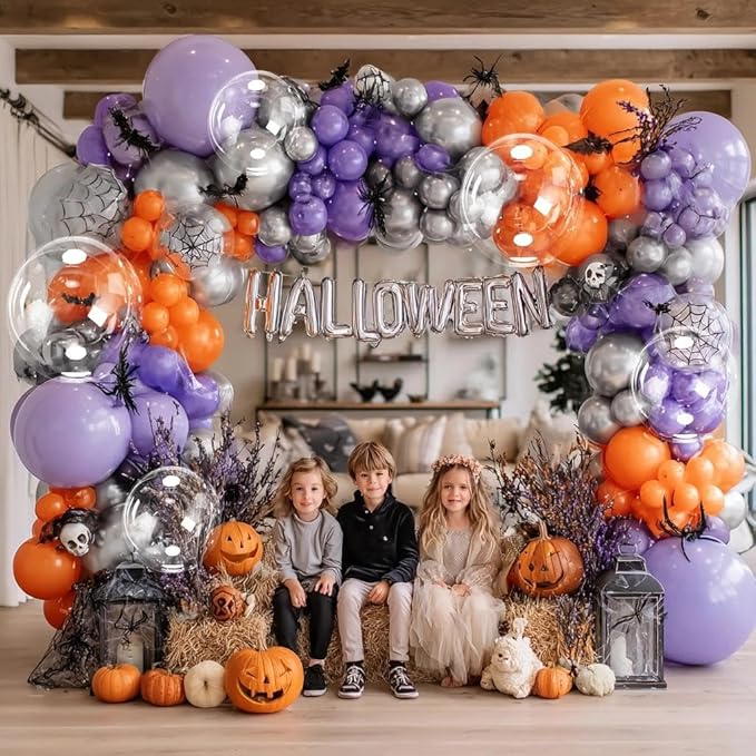 Orange Silver Balloon Double Stuffed Burnt Orange Metallic Silver Balloons Different Sizes Latex Balloons Garland for Fall Thanksgiving Birthday Baby Shower Halloween Anniversary Party Decorations