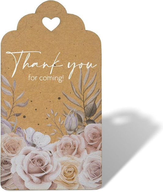 Summer-Ray 50pcs Kraft Thank You for Coming Gift Tags – Rustic Gift Tags for Wedding Birthday Tea Party (Thank You for Coming!)