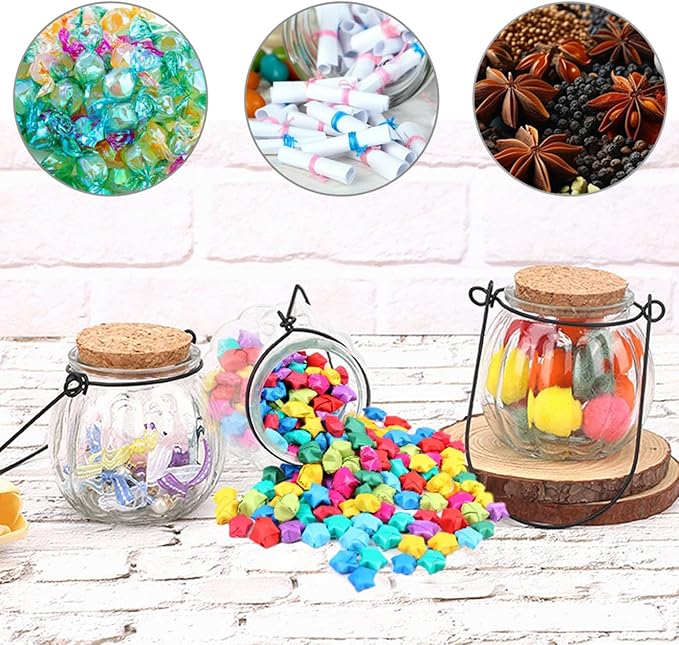 2 Pcs Decorative Glass Jars,Pumpkin Shape Bottles With Cork Stopper and Hanging Rings Wishing Bottle Hydroponic Glass Vases Decor for Home Furnishing Outdoor Party Wedding Centerpiece（Pumpkins）
