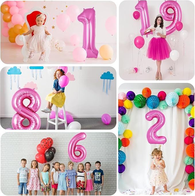 Pink Number Balloons, Large Hot pink Number 4 Balloon 40 Inch Pink 4 Balloon for Men Women Boys Girls 4th Birthday Party Decoration