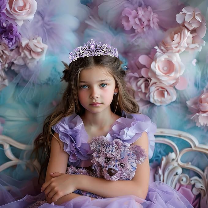 Schmoopy Tiara Crown for Women, Crystal Tiara for Bridal Prom Queen Birthday Birthday Party (A-Purple)