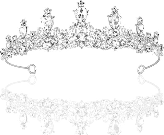 CURASA Tiara And Crown For Women Girls Sliver Princess Crowns Rhinestone Fairy Metal Headband Crystal Tiaras For Wedding Bridal Birthday Party Costume Prom Hair Accessories